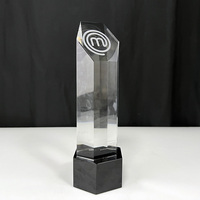 MH-NJ00672 verre trophée de plaque de cristal avec base noire cristal trophée