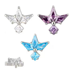 Anneau de labret <span class=keywords><strong>en</strong></span> titane ASTM-F136 Gaby avec zircon, bijoux de <span class=keywords><strong>piercing</strong></span> pour enfants, cadeau de mariage, boucles d'oreilles à filetage interne - Product Image 3