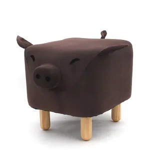 Wooden Stool Design Home Kids Furniture Wood Foots Shape Animal Stool For Kids
