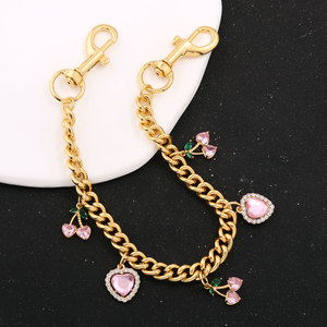 New Arrival Vintage Custom Fruit Cherry Heart Chain Bag Charm <strong>Accessories</strong> Golden 14K Gold Plated Alloy - Product Image 4