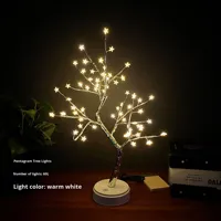 LED Neues Nachtlicht, Künstlicher Rosenbaum mit Licht, Schlafzimmer Nachttischlampe für Weihnachtsdekoration mit USB-Aufladung