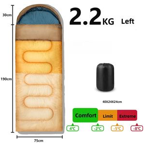 Enveloppe à capuche légère <span class=keywords><strong>sac</strong></span> <span class=keywords><strong>de</strong></span> <span class=keywords><strong>couchage</strong></span> bloc <span class=keywords><strong>de</strong></span> couleur tissu polyester doux et chaud pour camping en plein air randonnée et voyage en voiture - Product Image 6