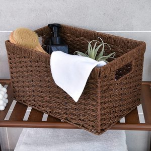<span class=keywords><strong>Panier</strong></span> de rangement en corde de papier pour organiser avec poignée Bacs de rangement décoratifs pour <span class=keywords><strong>panier</strong></span> à papier toilette de comptoir <span class=keywords><strong>panier</strong></span> en osier - Product Image 4