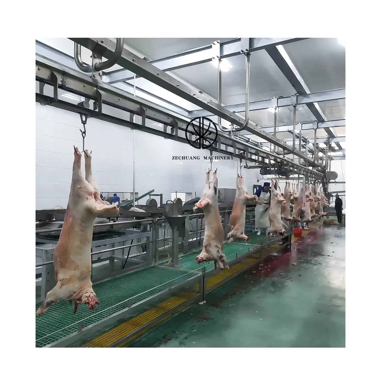Global Halal Food Per Shift Sheep Abattoir Slaughtering Equipment Offal Synchronous Checking Overhead Conveyor