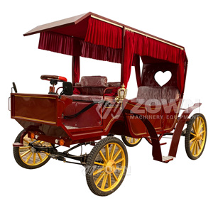 รถเข็นไฟฟ้าท่องเที่ยวแบบ 4 ล้อ ดีไซน์ใหม่ยอดนิยม สีแดงล้วน พร้อมหลังคา - Product Image 1