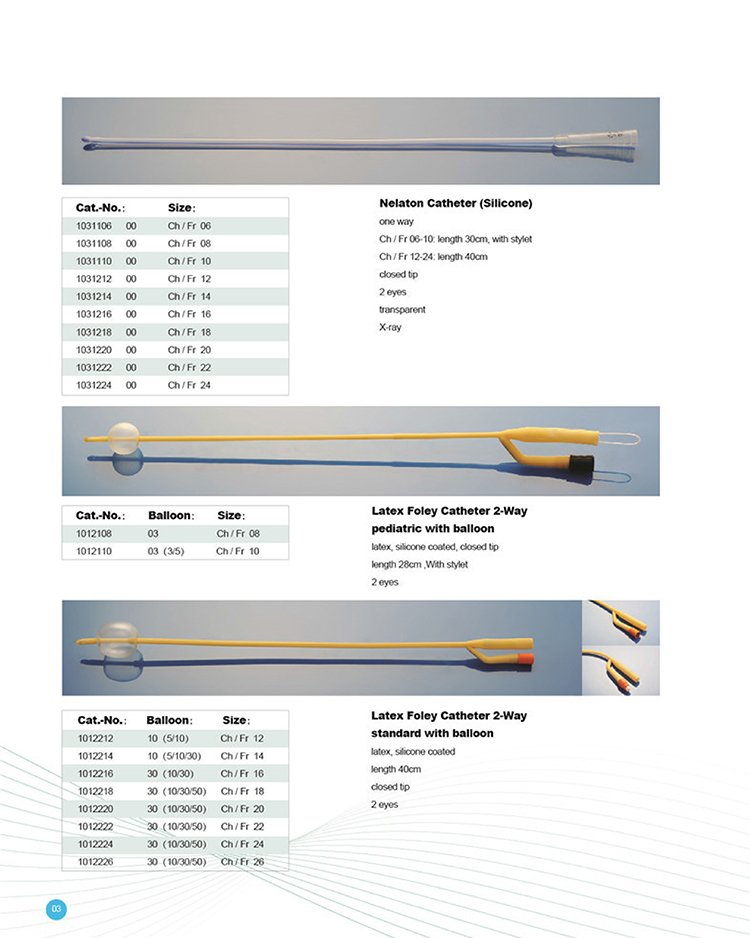 Catéter Foley de silicona de 3 vías desechable médico personalizado de 14Fr-22Fr en Singapur