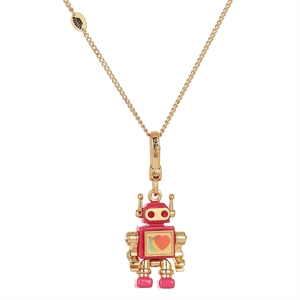 Collana con Ciondolo a Forma di Cuore con Alfabeto Stampato e Robot, Piccolo Charm Mobile, Gioielli per Donne - Product Image 5