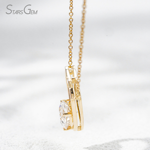 Diamante creado en laboratorio Collar de corte de corazón de 1 quilate Collar de cadena de diamantes cultivados en laboratorio de oro amarillo de 14 quilates - Product Image 4