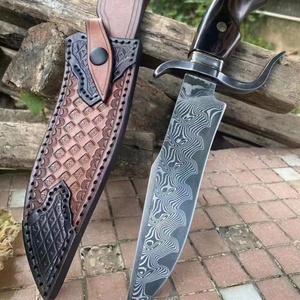 มีด Bowie แบบปรับแต่งได้สำหรับการต่อสู้  มีดคุณภาพสูงทำจากเหล็กกล้าไร้สนิม  ใบมีดแบบ Fixed Blade  ด้ามไม้ DIY  มีดพกพาสำหรับใช้งานกลางแจ้ง พร้อมปลอกมีด - Product Image 5