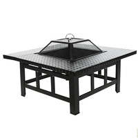 Table de foyer extérieur en bois carré 3 en 1