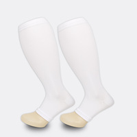 Chaussettes de compression unisexe grande taille 3XL et 4XL pour mollets fins, respirantes, à bout ouvert (1 paire)