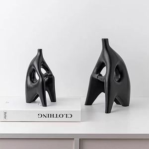 Moderno semplice resina bianca nera senza <span class=keywords><strong>testa</strong></span> figura scultura ornamenti per il reparto casa soggiorno morbido decorazioni natalizie - Product Image 4