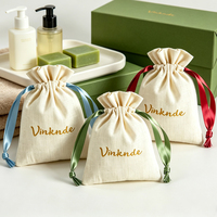 Pochette personnalisée en coton et bambou naturel avec logo, ruban à cordon, pour bijoux, cosmétiques, cadeaux de mariage, emballage de bonbons, sur mesure