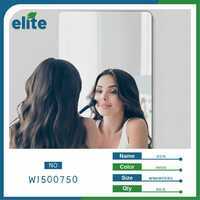Elite Bathroom Mirror 80x60cm Rectangle Frameless White Plastic Wall Hanging Minimalist Design - Product Image 1