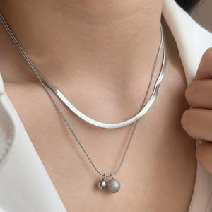 سلسلة ثعبان شخصية مزدوجة الطبقة قلادة قلادات مجوهرات للنساء رخيصة الفولاذ المقاوم للصدأ 18 قيراط قلادة مطلية بالذهب في المخزون - Product Image 4