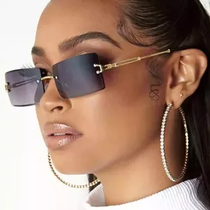 <span class=keywords><strong>Occhiali</strong></span> <span class=keywords><strong>da</strong></span> <span class=keywords><strong>Sole</strong></span> Economici <span class=keywords><strong>da</strong></span> <span class=keywords><strong>Donna</strong></span> 2022, Design Rettangolare Senza Montatura in <span class=keywords><strong>Metallo</strong></span> Rosa, Protezione UV400 - Product Image 5