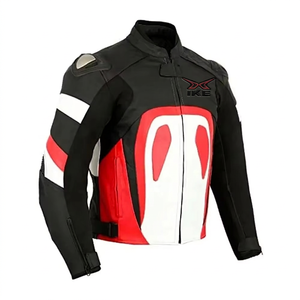 เสื้อแจ็คเก็ตมอเตอร์ไซค์สำหรับแข่งรถ HIKE IMPEX สีดำ แดง ขาว พร้อมแผ่นป้องกันไหล่ สำหรับการขับขี่บนถนน - Product Image 1