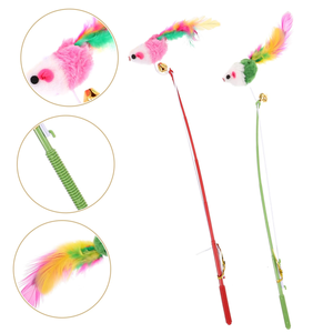 Juguete Interactivo para Gatos, Varita con Plumas y Campana, Color Aleatorio, Divertido para Gatitos - Product Image 5
