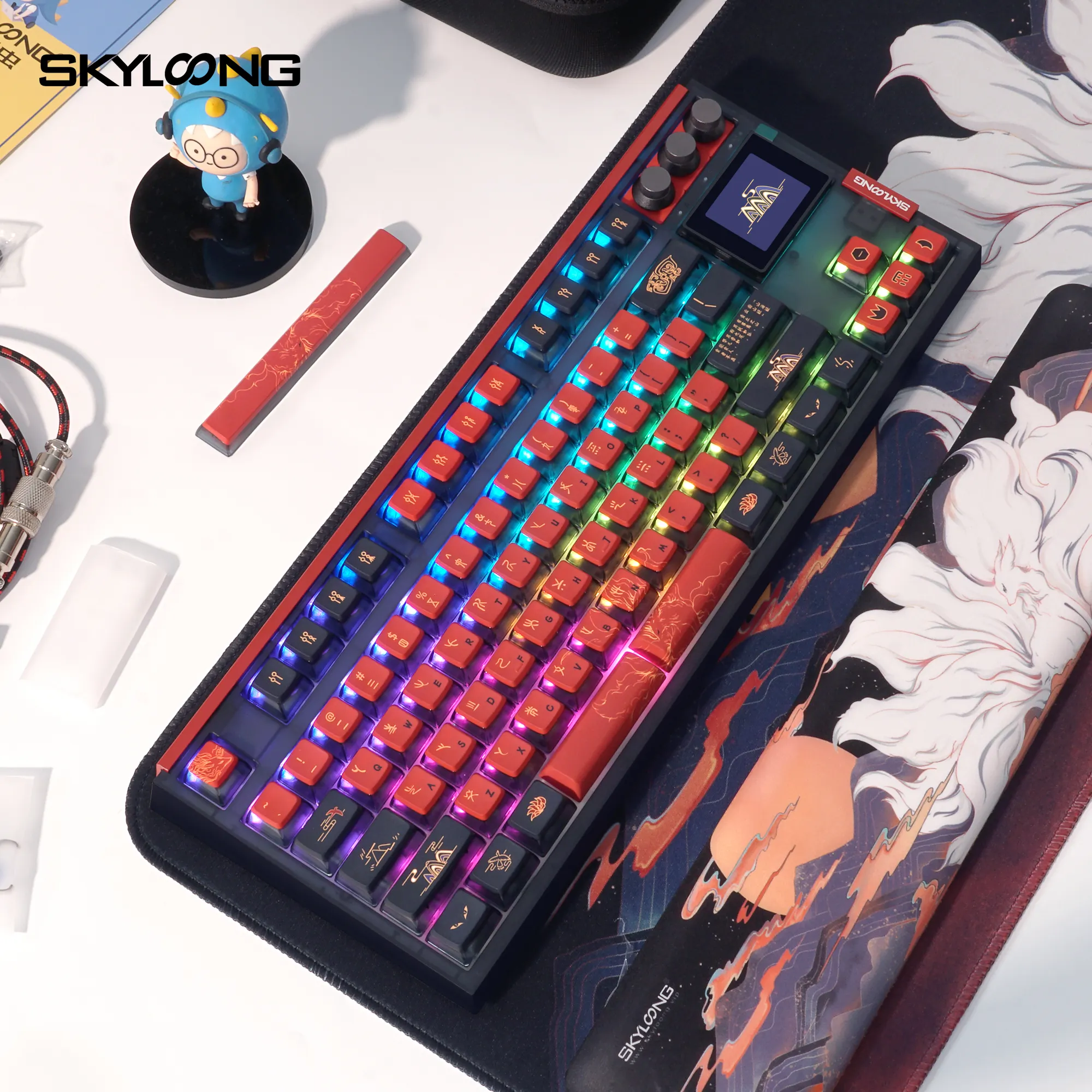 Skyloong GK87 Pro teclado giftbox Versão Três modos Gateron Teclado mecânico RGB tela GIF para fabricante original