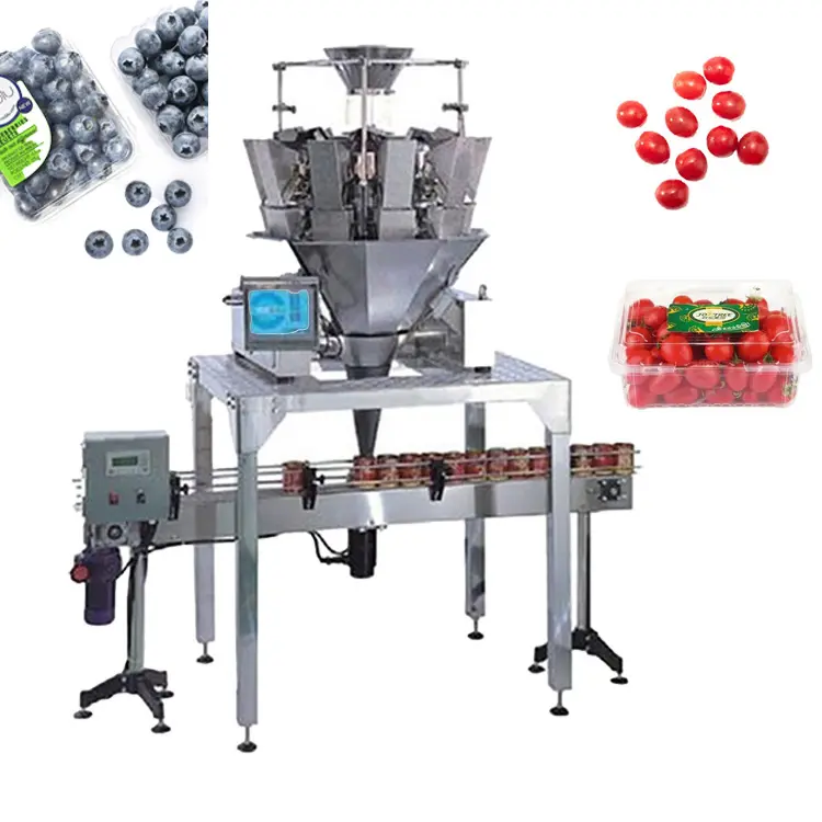 Otomatik punnet kapaklı dondurulmuş taze meyve ve sebze yabanmersini dolum paketleme makinesi