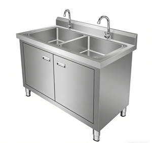Stazione di Pulizia per Area di Lavorazione Carne con Doppio Lavello <span class=keywords><strong>in</strong></span> Acciaio Inox - Mobile Igienico per <span class=keywords><strong>Macelleria</strong></span> - Product Image 6