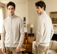 Herren 100% Woll-Rollkragenpullover mit Zwei-Wege-Reißverschluss, Slim Fit, Klassischer Amerikanischer Stil, ODM Strickware für den Winter