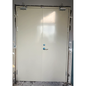 Puerta <span class=keywords><strong>de</strong></span> acero <span class=keywords><strong>de</strong></span> entrada ignífuga Commerical 90 Mins Puerta <span class=keywords><strong>de</strong></span> salida clasificada contra incendios Puerta cortafuegos <span class=keywords><strong>de</strong></span> un solo columpio con marco para edificios - Product Image 3
