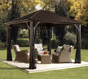 Décoration de jardin extérieur Toit rigide en acier Gazebo permanent écologique <span class=keywords><strong>Moustiquaire</strong></span> anti-rongeurs Assemblage facile <span class=keywords><strong>Terrasse</strong></span> - Product Image 4
