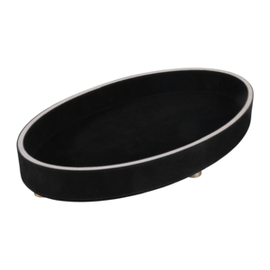 Vassoio decorativo rotondo minimalista in camoscio per centrotavola da caffè, elegante vassoio d'accento per la casa, per camera da letto o vanità del bagno - Product Image 3