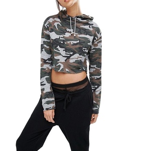 New Latest Fashionable High Quality OEM service women hoodie |100% Cotton Custom Camouflage Crop <b>top</b> Women's Hoodies for Women's - Product Image 1