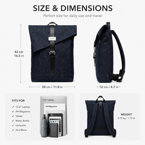 Men Canvas <b>Backpack</b> PU <b>Leather</b> Trim Travel <b>Backpack</b> Large Capacity Business Casual <b>Laptop</b> <b>Backpack</b> with Adjustable Shoulder Stra - Product Image 5