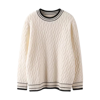 Pull-over en tricot anti-rétrécissement pour homme, 100 % coton, col argyle, style universitaire preppy, motif losanges, tricotage torsadé, personnalisable en gros