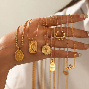 Collier pendentif vintage personnalisé en acier inoxydable 316L, plaqué or 14K 18K PVD, bijoux fins, colliers tendance pour femmes - Product Image 1