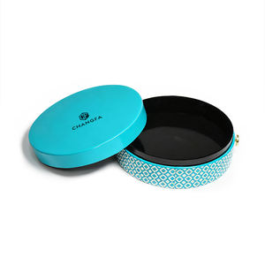 Caja de papel de regalo redonda turquesa con diseño estampado para almacenamiento y regalos - Product Image 1