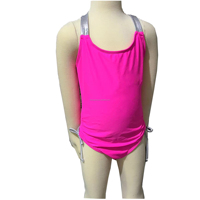 Traje de baño de una pieza sólido rosa para niñas con logotipo personalizado, traje de baño Ancho ajustable con correas UPF 50 + protección solar, ropa de playa australiana
