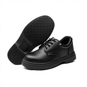 Chaussures de sécurité noires unisexes Workman en cuir microfibre antidérapantes, anti-écrasement, imperméables, avec embout en acier pour l'automne - Product Image 2