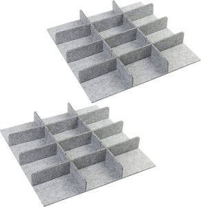 Divisores <span class=keywords><strong>de</strong></span> cajón <span class=keywords><strong>de</strong></span> fieltro ajustables, <span class=keywords><strong>separador</strong></span> <span class=keywords><strong>de</strong></span> cajón <span class=keywords><strong>de</strong></span> rejilla para calcetines, cinturón, lazos, joyería, maquillaje, suministros <span class=keywords><strong>de</strong></span> oficina, 2 juegos - Product Image 1