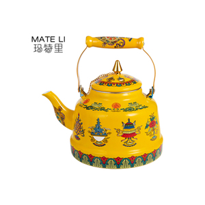 Custom <strong>Retro</strong> Enameled 3.3L Camping Tea Pot Unique Designs Coffee <strong>Kettle</strong> with Collapsible Handle - Product Image 2