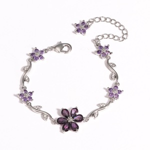 Fashion Flower Crystal <strong>Bracelet</strong> for Women, <strong>Gold</strong> Plated Colorful Zircon Leaf Chain <strong>Adjustable</strong> <strong>Bracelets</strong> Jewelry Gift - Product Image 3