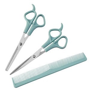 Three Piece Hair Styling Set Nordic Blue Stainless Steel Scissors Thinning Shears Flat Shears For Home Use - Product Image 5