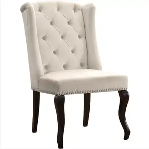 Hot Sale Modern Hotel Chairs Nailhead Trim Tufted Velvet Upholstery Fabric Dining Chairs For Home Restaurant