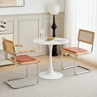 Table à manger mobile de luxe en marbre style nordique avec plateau en ardoise et structure en acier carbone, 4 places, pour bureau, réception, café, balcon