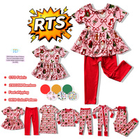 Ensemble pyjama de Noël deux pièces pour filles en bambou 230 GSM, motif Père Noël et pain d'épices, haut à manches longues et pantalon, vêtements de nuit pour tout-petits
