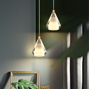 Luminaire suspendu en cristal moderne et luxueux de style minimaliste pour chambre à coucher, comptoir de bar, restaurant, style nordique tendance, lustre chic - Product Image 6