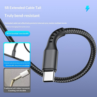 Câble USB Type C tressé en cuivre pur, fourni par l'usine, charge rapide, transfert de données 480 Mbps, connecteur nickelé, multicolores, compatible iOS