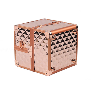 Hộp Kim Cương Chuyên Nghiệp Màu Vàng Hồng, Hộp Trưng Bày Mỹ Phẩm Trang Điểm Bằng Nhôm Dễ Mang Theo, Có Khay Khóa - Product Image 2