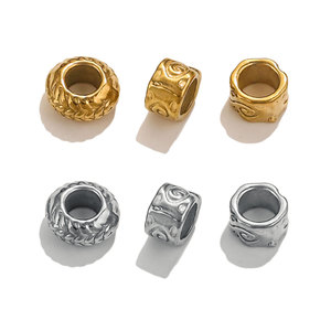 Wheel Pattern Large Hole <b>Beads</b> | 18K PVD Gold Plated Stainless Steel Round Spacer <b>Beads</b> for DIY <b>Bracelet</b> Necklace <b>Making</b> - Product Image 4