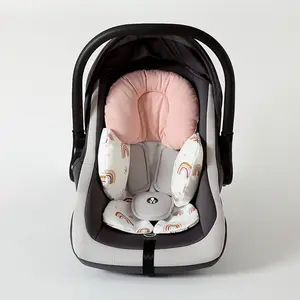 Asiento de coche infantil Insertar Cabeza de bebé Cuello Soporte corporal Suave Reversible Algodón Cojín para recién nacido