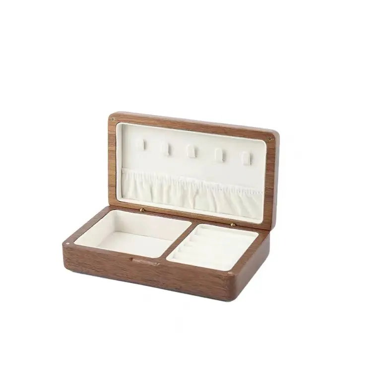 Wooden jewelry box storage box small delicate necklace earrings ring go out portable custom