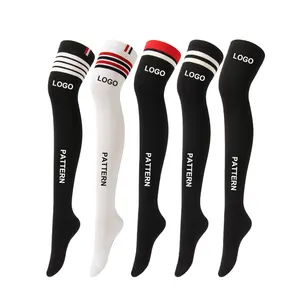 Fashion Customized Logo Woman Cotton Young Girls Long Over The Knee Custom Logo Women Thigh High Socks For Ladies